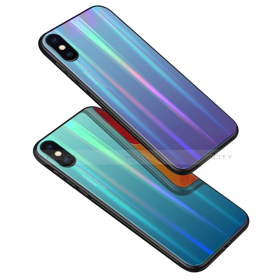 Silikon Schutzhülle Rahmen Tasche Hülle Spiegel Farbverlauf Regenbogen für Xiaomi Mi 8 Explorer