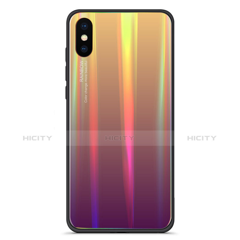 Silikon Schutzhülle Rahmen Tasche Hülle Spiegel Farbverlauf Regenbogen für Xiaomi Mi 8 Explorer Plusfarbig Plus