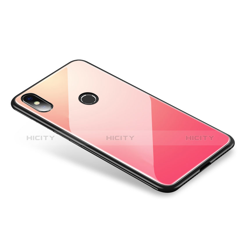 Silikon Schutzhülle Rahmen Tasche Hülle Spiegel Farbverlauf Regenbogen für Xiaomi Mi 8 Pink