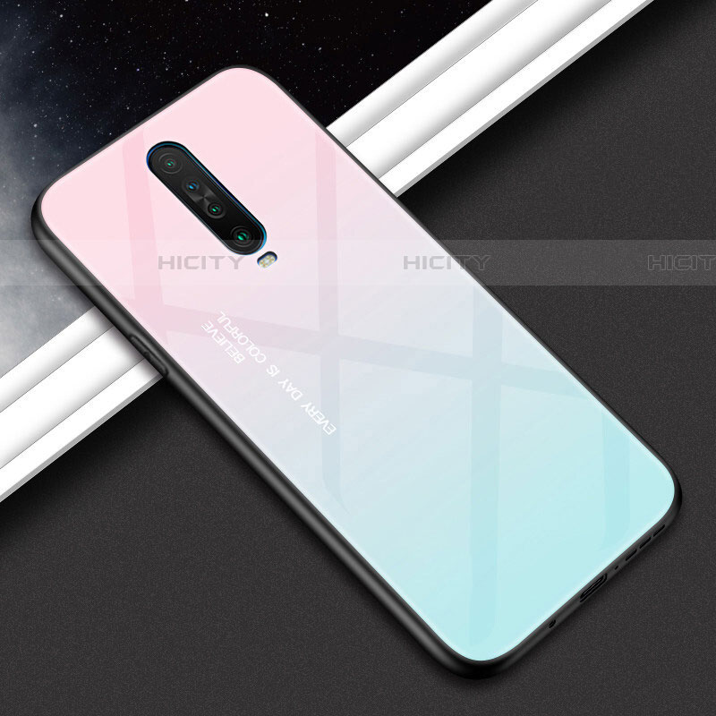 Silikon Schutzhülle Rahmen Tasche Hülle Spiegel Farbverlauf Regenbogen für Xiaomi Poco X2 groß