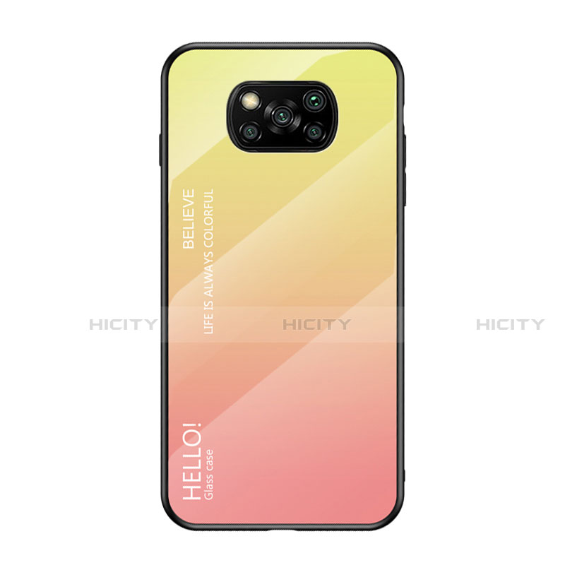 Silikon Schutzhülle Rahmen Tasche Hülle Spiegel Farbverlauf Regenbogen für Xiaomi Poco X3 Pro groß