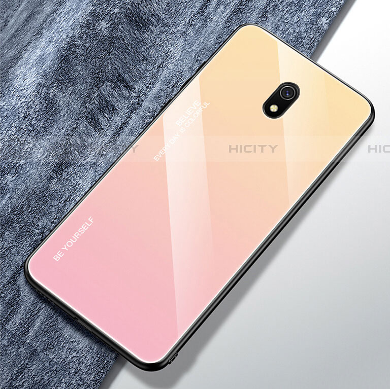 Silikon Schutzhülle Rahmen Tasche Hülle Spiegel Farbverlauf Regenbogen für Xiaomi Redmi 8A Rosa