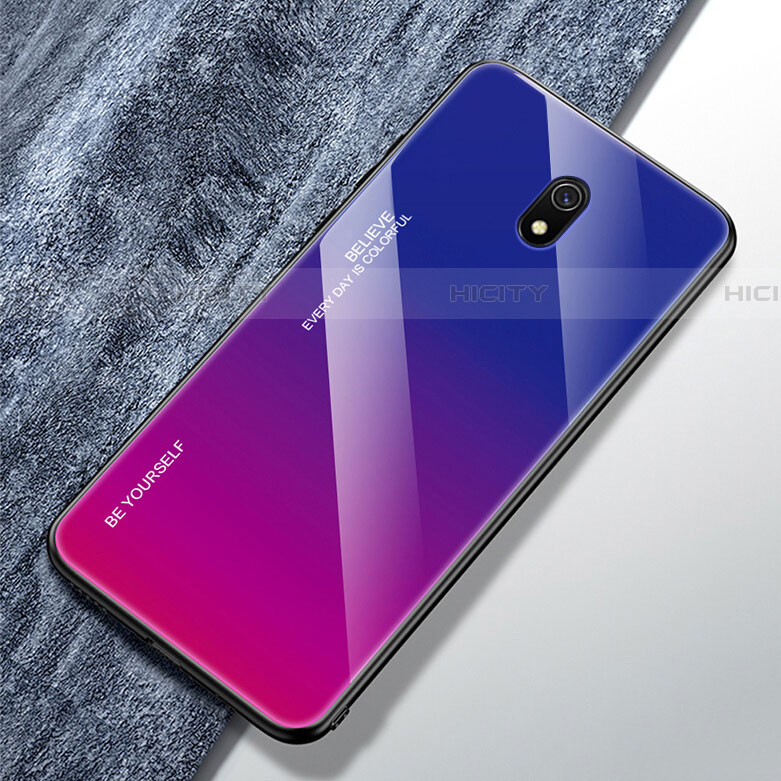 Silikon Schutzhülle Rahmen Tasche Hülle Spiegel Farbverlauf Regenbogen für Xiaomi Redmi 8A Violett