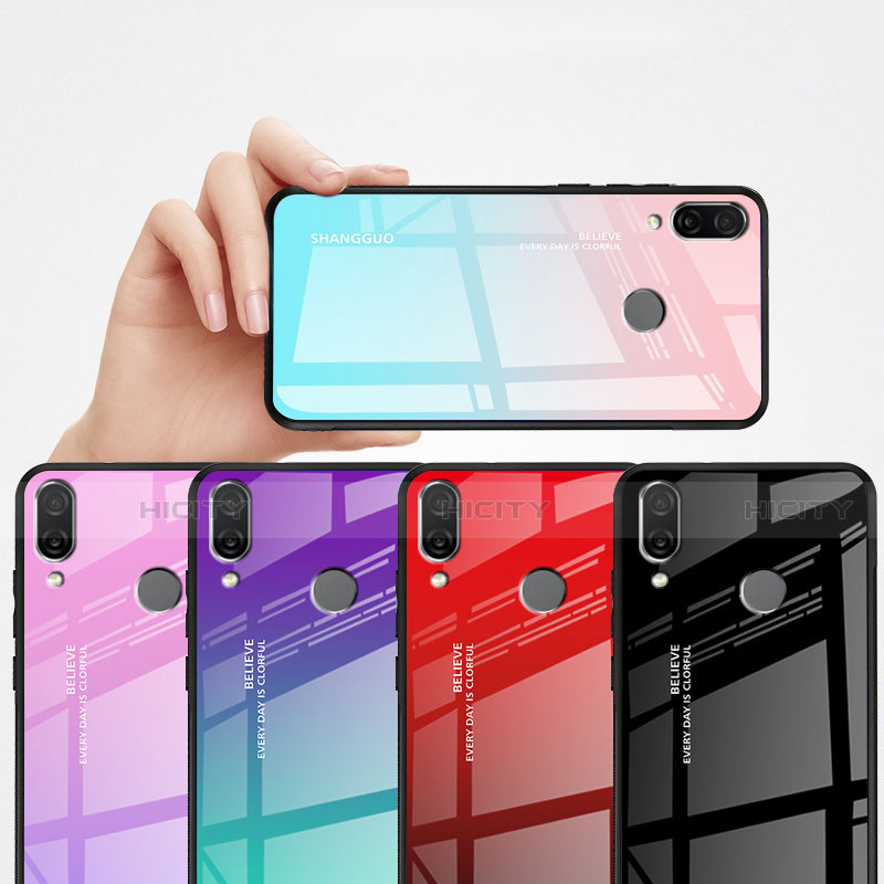 Silikon Schutzhülle Rahmen Tasche Hülle Spiegel Farbverlauf Regenbogen für Xiaomi Redmi Note 7 Pro groß