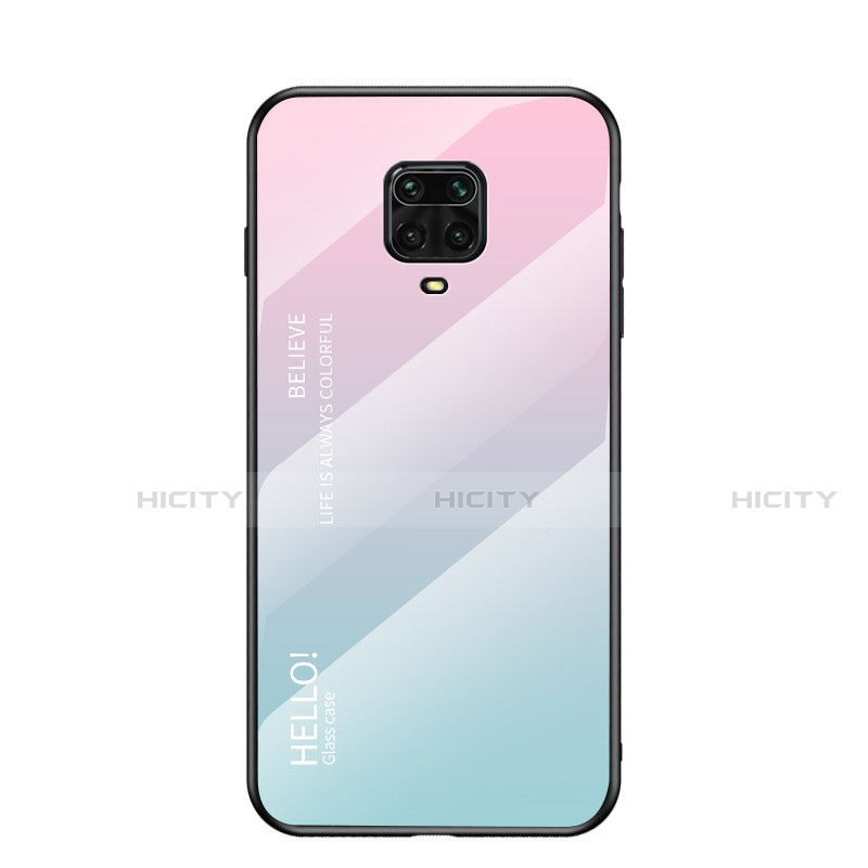 Silikon Schutzhülle Rahmen Tasche Hülle Spiegel Farbverlauf Regenbogen für Xiaomi Redmi Note 9 Pro Cyan