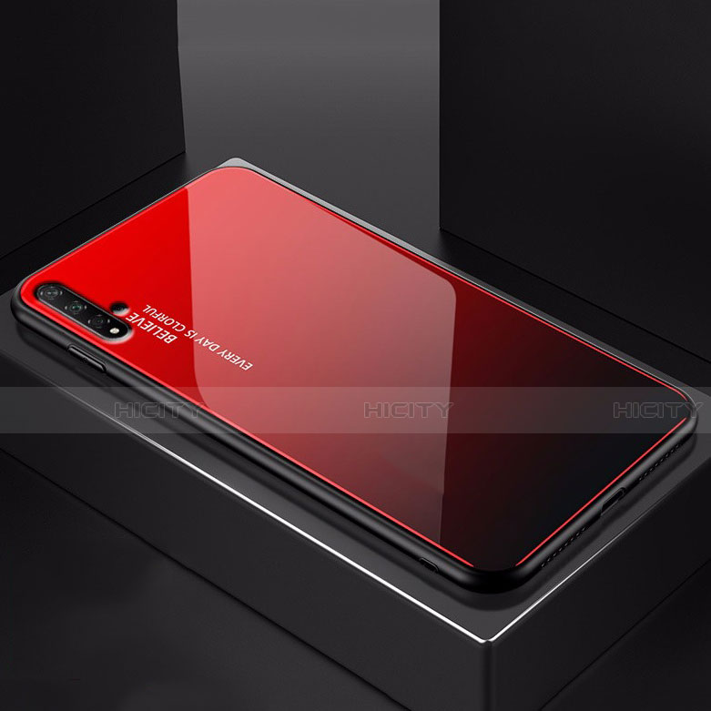 Silikon Schutzhülle Rahmen Tasche Hülle Spiegel Farbverlauf Regenbogen H01 für Huawei Honor 20 Rot Plus