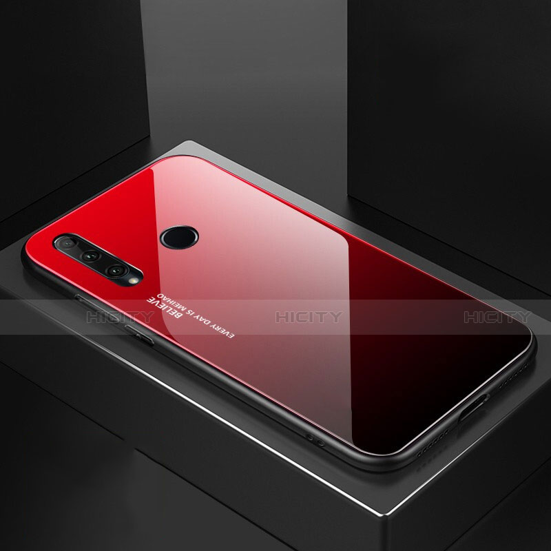 Silikon Schutzhülle Rahmen Tasche Hülle Spiegel Farbverlauf Regenbogen H01 für Huawei Honor 20i Rot