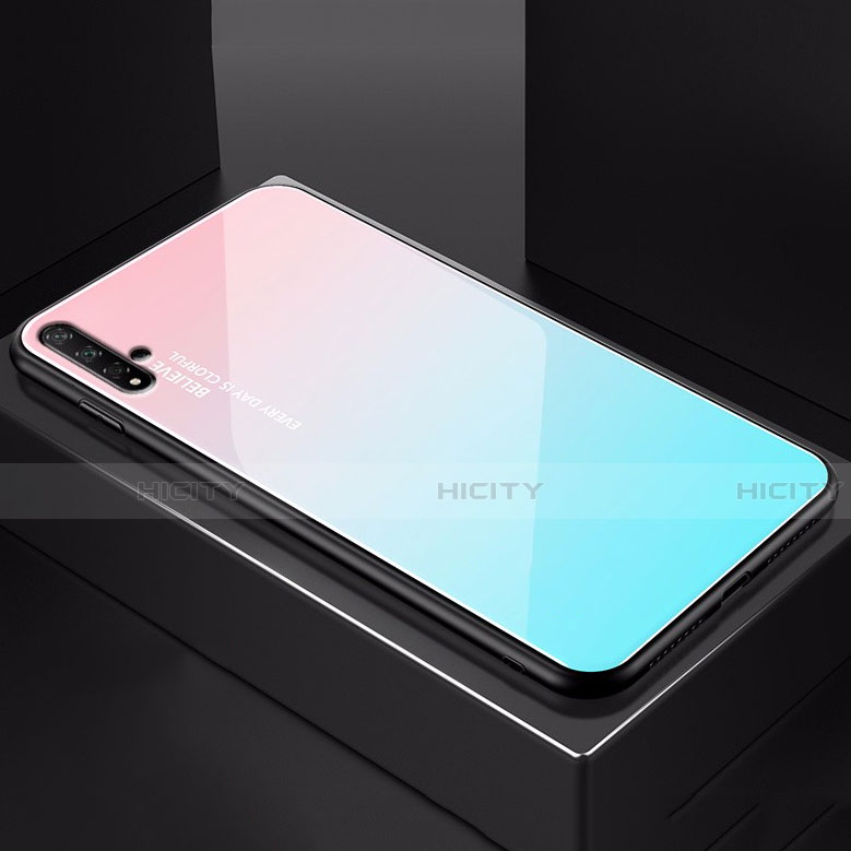 Silikon Schutzhülle Rahmen Tasche Hülle Spiegel Farbverlauf Regenbogen H01 für Huawei Honor 20S Cyan Plus