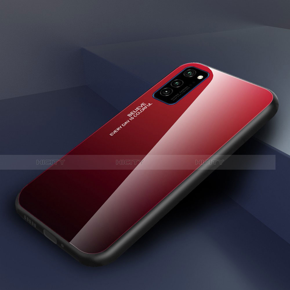 Silikon Schutzhülle Rahmen Tasche Hülle Spiegel Farbverlauf Regenbogen H01 für Huawei Honor V30 Pro 5G Rot