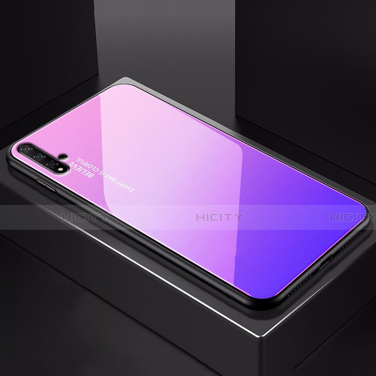 Silikon Schutzhülle Rahmen Tasche Hülle Spiegel Farbverlauf Regenbogen H01 für Huawei Nova 5T Rosa