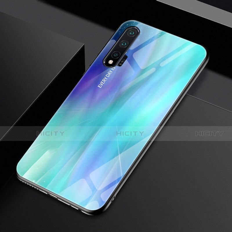 Silikon Schutzhülle Rahmen Tasche Hülle Spiegel Farbverlauf Regenbogen H01 für Huawei Nova 6 5G Cyan Plus