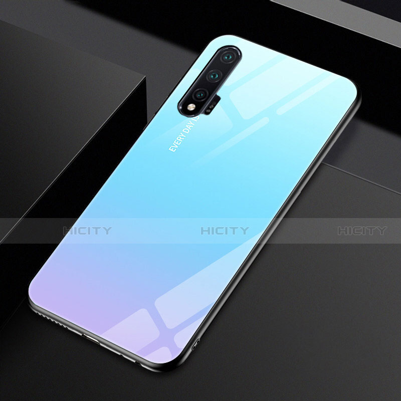 Silikon Schutzhülle Rahmen Tasche Hülle Spiegel Farbverlauf Regenbogen H01 für Huawei Nova 6 5G Hellblau