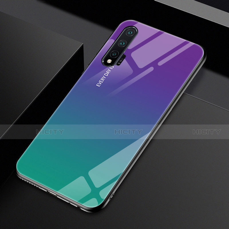 Silikon Schutzhülle Rahmen Tasche Hülle Spiegel Farbverlauf Regenbogen H01 für Huawei Nova 6 5G Violett