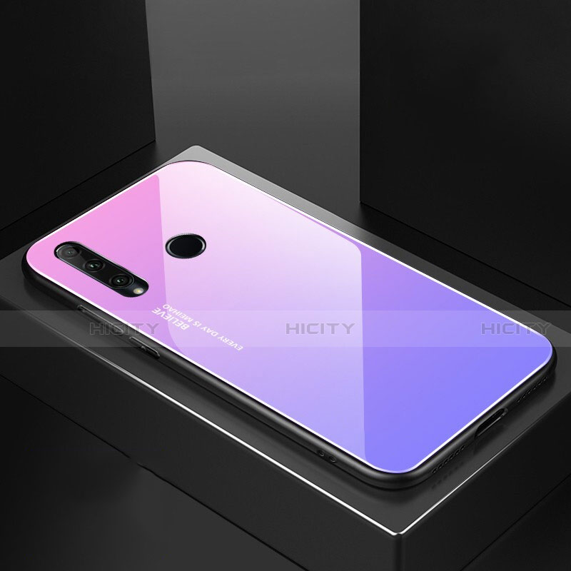 Silikon Schutzhülle Rahmen Tasche Hülle Spiegel Farbverlauf Regenbogen H01 für Huawei P Smart+ Plus (2019) Violett