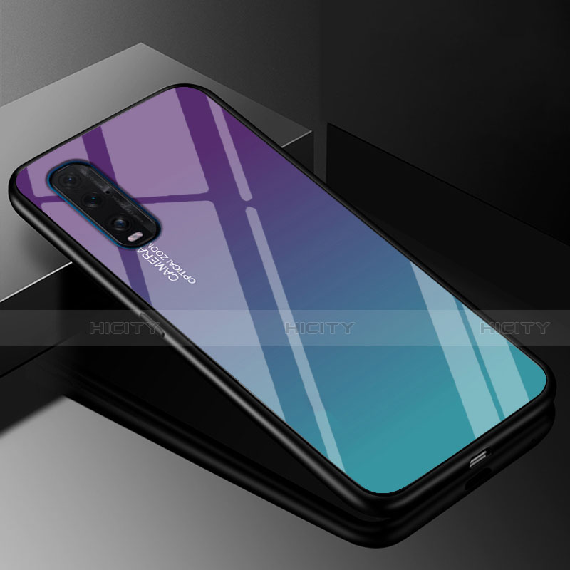 Silikon Schutzhülle Rahmen Tasche Hülle Spiegel Farbverlauf Regenbogen H01 für Oppo Find X2