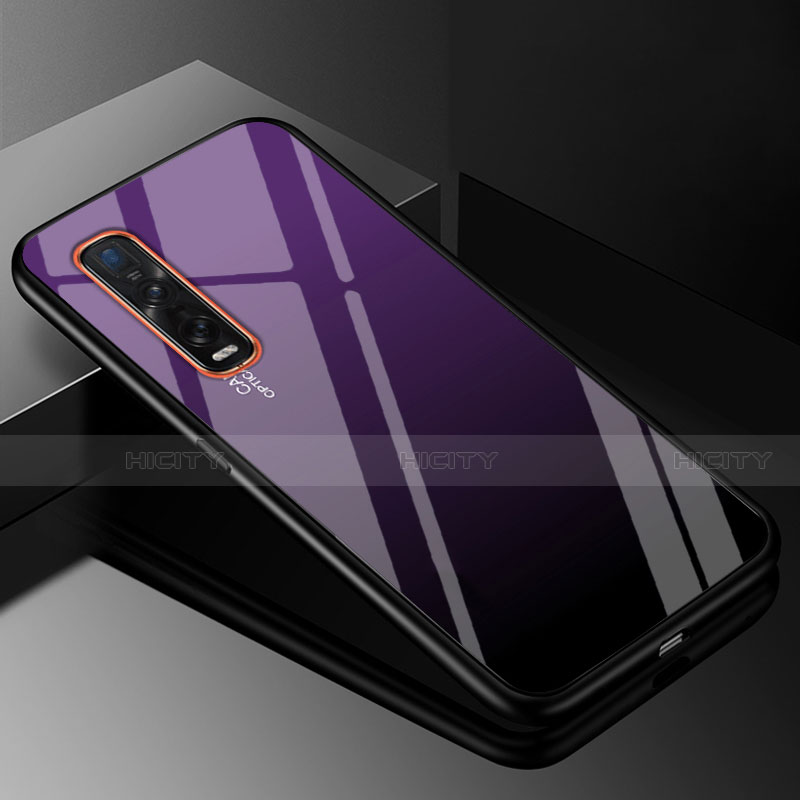 Silikon Schutzhülle Rahmen Tasche Hülle Spiegel Farbverlauf Regenbogen H01 für Oppo Find X2 Pro Violett Plus