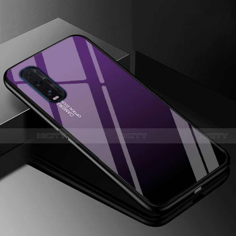 Silikon Schutzhülle Rahmen Tasche Hülle Spiegel Farbverlauf Regenbogen H01 für Oppo Find X2 Violett