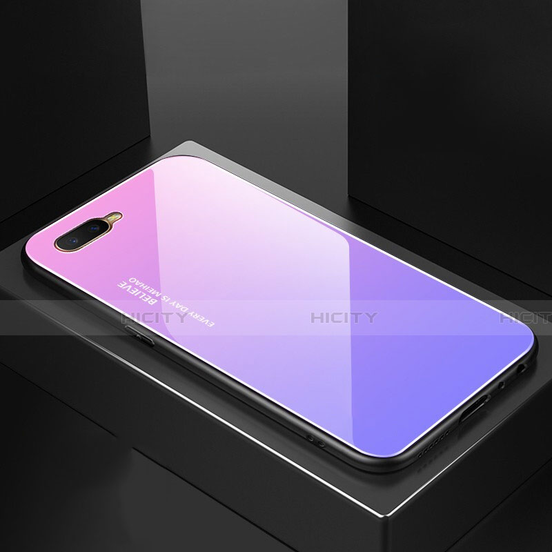 Silikon Schutzhülle Rahmen Tasche Hülle Spiegel Farbverlauf Regenbogen H01 für Oppo K1 groß