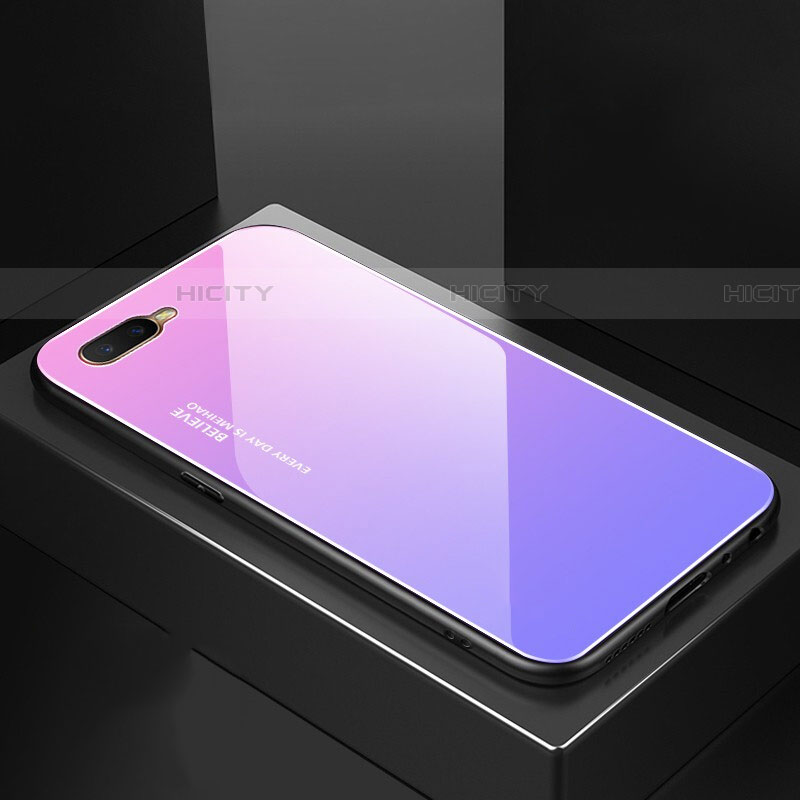 Silikon Schutzhülle Rahmen Tasche Hülle Spiegel Farbverlauf Regenbogen H01 für Oppo RX17 Neo