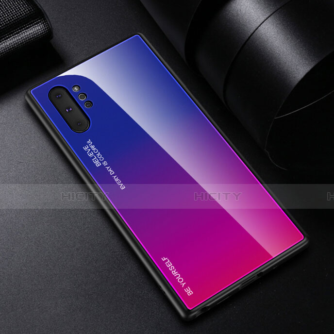 Silikon Schutzhülle Rahmen Tasche Hülle Spiegel Farbverlauf Regenbogen H01 für Samsung Galaxy Note 10 Plus 5G Pink Plus