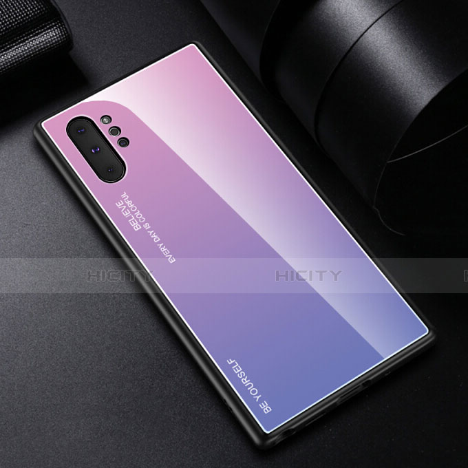 Silikon Schutzhülle Rahmen Tasche Hülle Spiegel Farbverlauf Regenbogen H01 für Samsung Galaxy Note 10 Plus Violett Plus