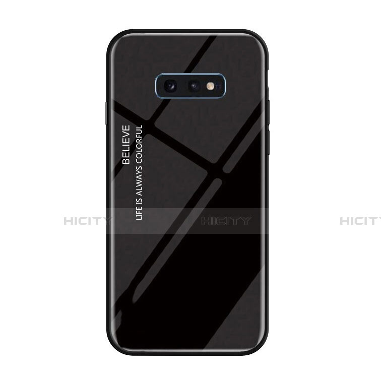 Silikon Schutzhülle Rahmen Tasche Hülle Spiegel Farbverlauf Regenbogen H01 für Samsung Galaxy S10e Schwarz