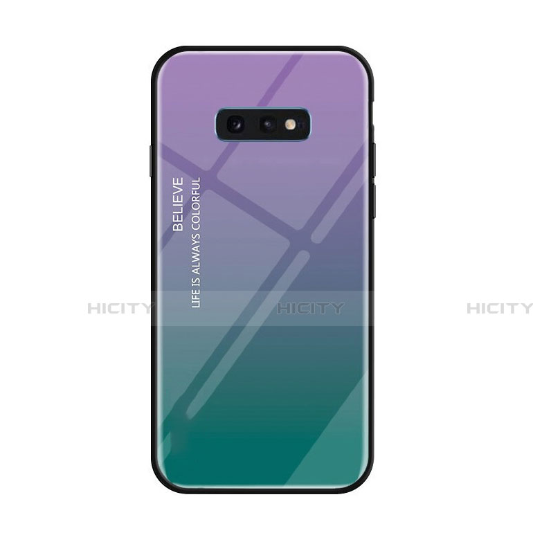 Silikon Schutzhülle Rahmen Tasche Hülle Spiegel Farbverlauf Regenbogen H01 für Samsung Galaxy S10e Violett