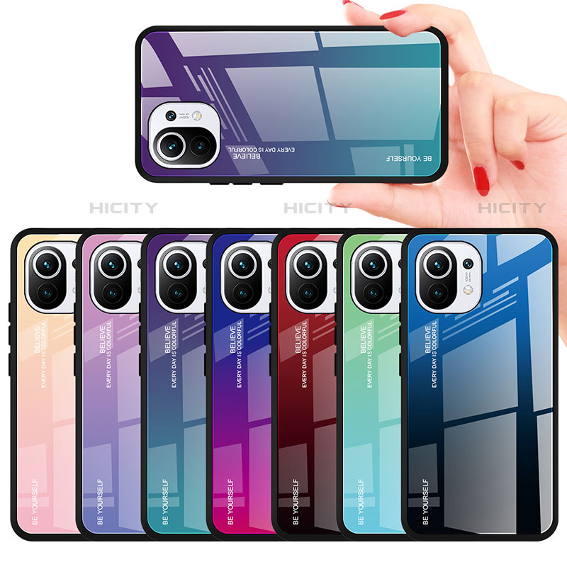 Silikon Schutzhülle Rahmen Tasche Hülle Spiegel Farbverlauf Regenbogen H01 für Xiaomi Mi 11 Lite 5G NE