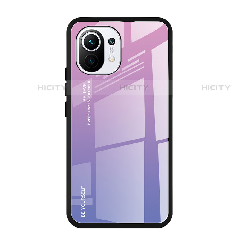 Silikon Schutzhülle Rahmen Tasche Hülle Spiegel Farbverlauf Regenbogen H01 für Xiaomi Mi 11 Lite 5G NE Violett