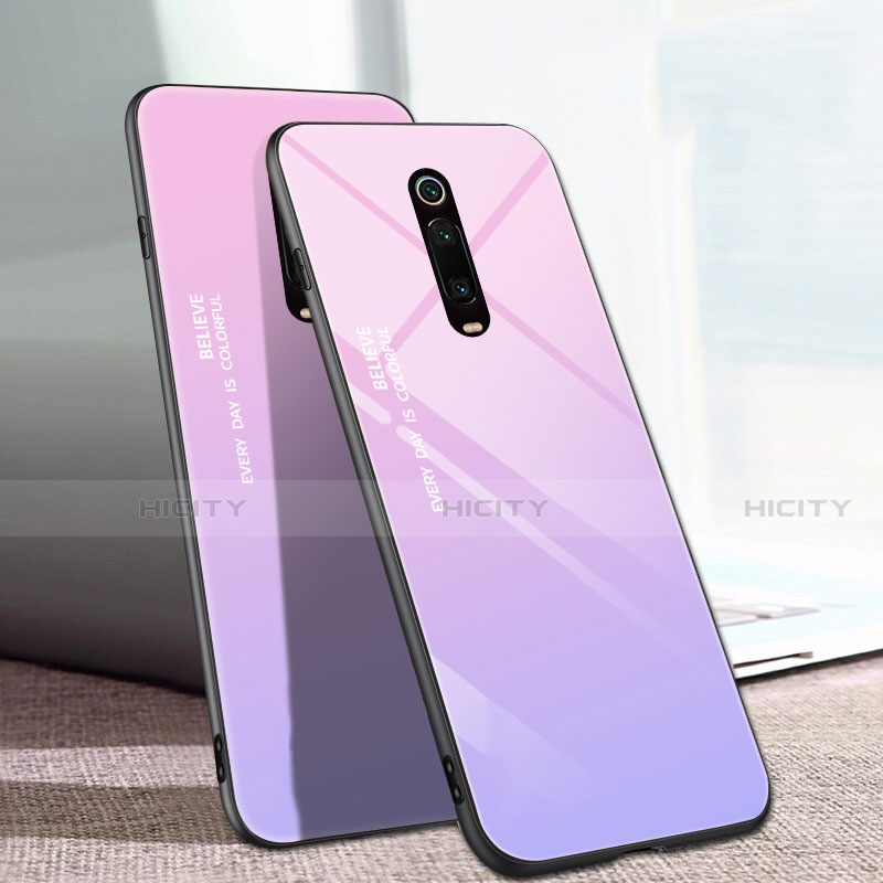 Silikon Schutzhülle Rahmen Tasche Hülle Spiegel Farbverlauf Regenbogen H01 für Xiaomi Mi 9T Pro Rosa