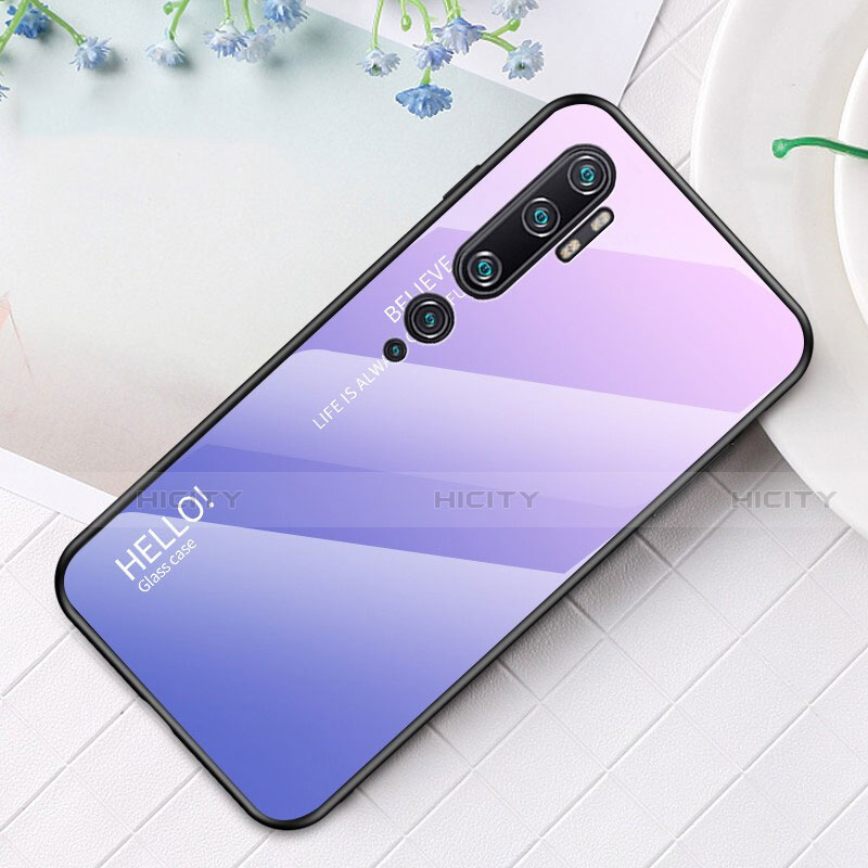 Silikon Schutzhülle Rahmen Tasche Hülle Spiegel Farbverlauf Regenbogen H01 für Xiaomi Mi Note 10 Violett