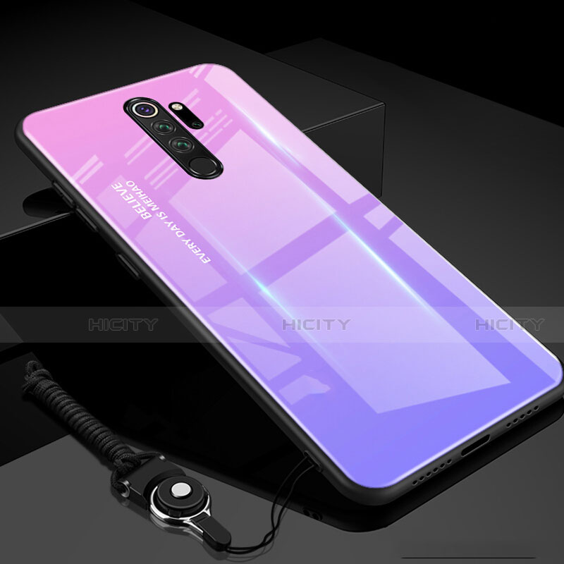 Silikon Schutzhülle Rahmen Tasche Hülle Spiegel Farbverlauf Regenbogen H01 für Xiaomi Redmi Note 8 Pro Violett