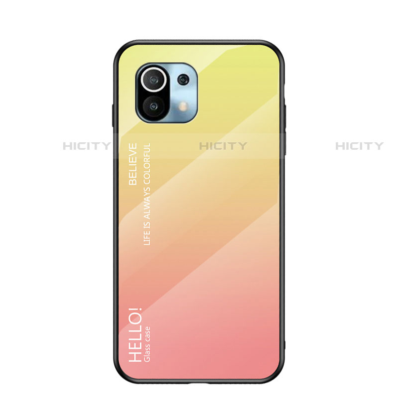 Silikon Schutzhülle Rahmen Tasche Hülle Spiegel Farbverlauf Regenbogen H02 für Xiaomi Mi 11 Lite 5G Gelb Plus