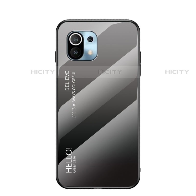 Silikon Schutzhülle Rahmen Tasche Hülle Spiegel Farbverlauf Regenbogen H02 für Xiaomi Mi 11 Lite 5G Grau Plus