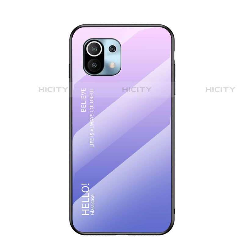 Silikon Schutzhülle Rahmen Tasche Hülle Spiegel Farbverlauf Regenbogen H02 für Xiaomi Mi 11 Lite 5G NE Helles Lila