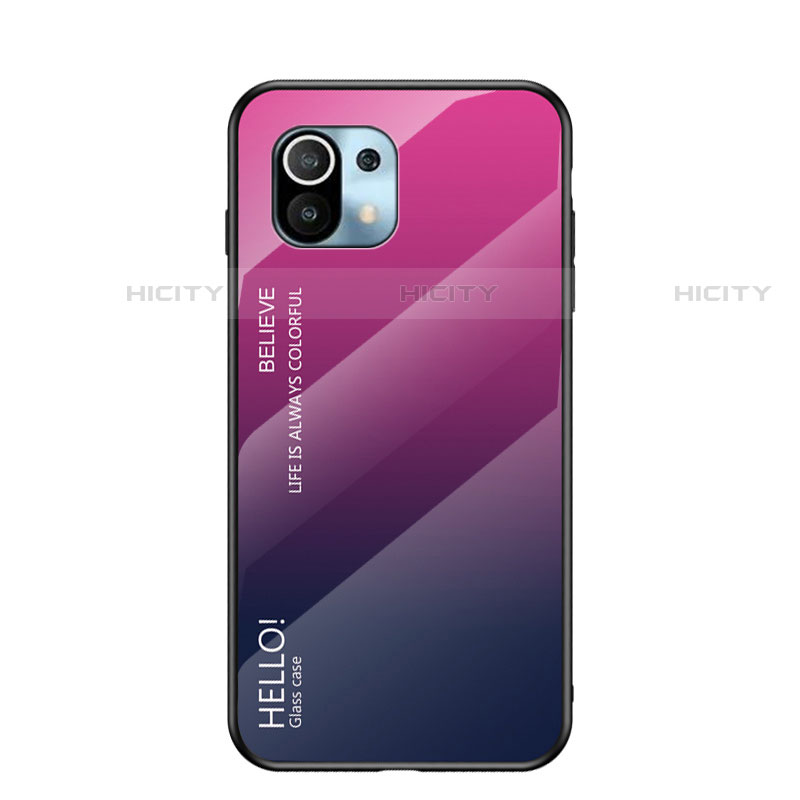 Silikon Schutzhülle Rahmen Tasche Hülle Spiegel Farbverlauf Regenbogen H02 für Xiaomi Mi 11 Lite 5G Pink Plus