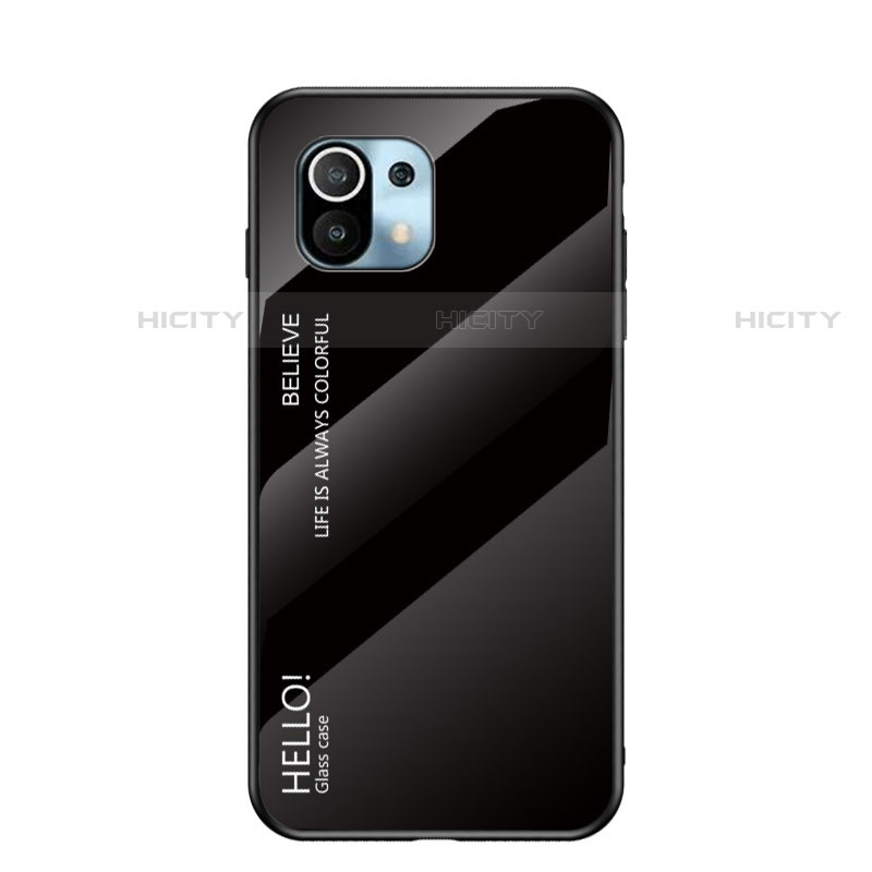 Silikon Schutzhülle Rahmen Tasche Hülle Spiegel Farbverlauf Regenbogen H02 für Xiaomi Mi 11 Lite 5G Schwarz Plus