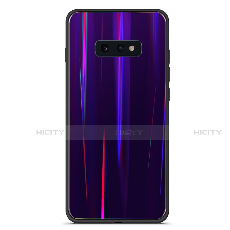 Silikon Schutzhülle Rahmen Tasche Hülle Spiegel Farbverlauf Regenbogen H04 für Samsung Galaxy S10e Violett