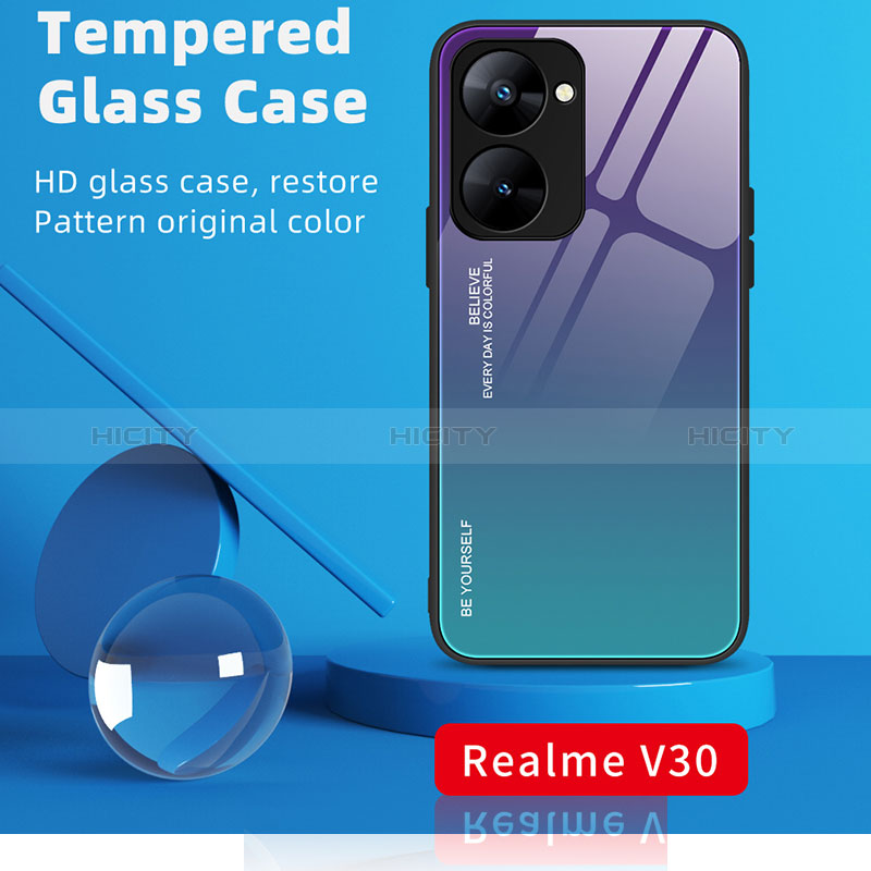 Silikon Schutzhülle Rahmen Tasche Hülle Spiegel Farbverlauf Regenbogen JM2 für Realme V20 5G