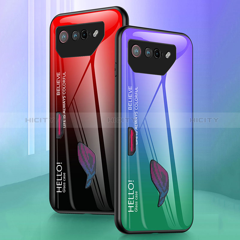 Silikon Schutzhülle Rahmen Tasche Hülle Spiegel Farbverlauf Regenbogen LS1 für Asus ROG Phone 7 groß