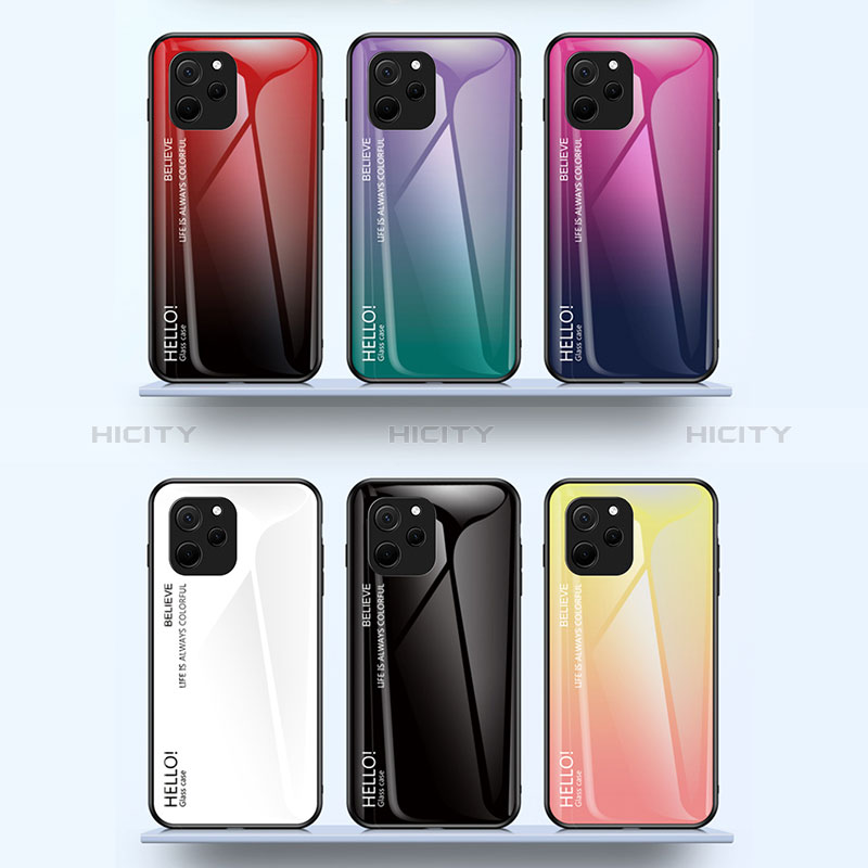 Silikon Schutzhülle Rahmen Tasche Hülle Spiegel Farbverlauf Regenbogen LS1 für Huawei Enjoy 50z groß