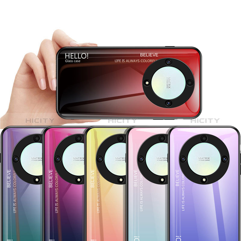 Silikon Schutzhülle Rahmen Tasche Hülle Spiegel Farbverlauf Regenbogen LS1 für Huawei Honor X9a 5G