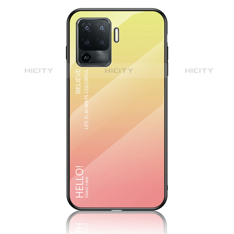 Silikon Schutzhülle Rahmen Tasche Hülle Spiegel Farbverlauf Regenbogen LS1 für Oppo A94 4G Gelb