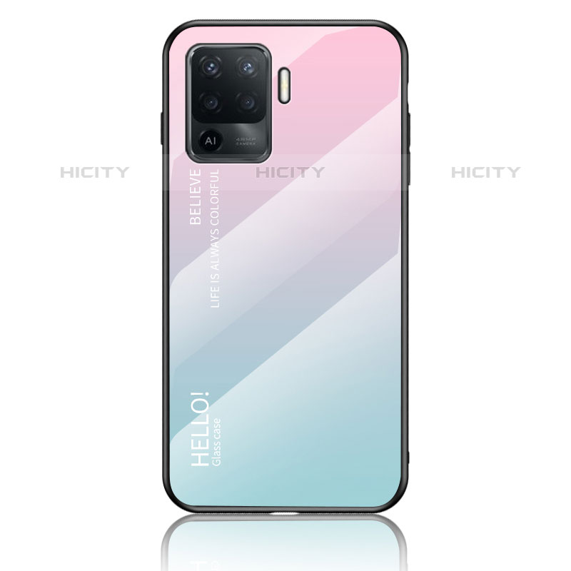 Silikon Schutzhülle Rahmen Tasche Hülle Spiegel Farbverlauf Regenbogen LS1 für Oppo F19 Pro groß