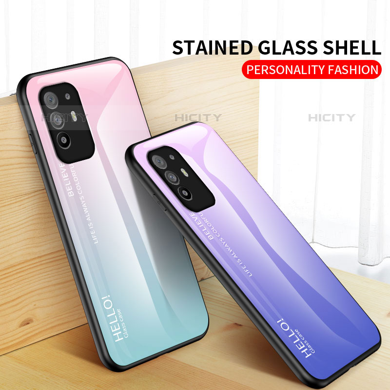 Silikon Schutzhülle Rahmen Tasche Hülle Spiegel Farbverlauf Regenbogen LS1 für Oppo F19 Pro+ Plus 5G