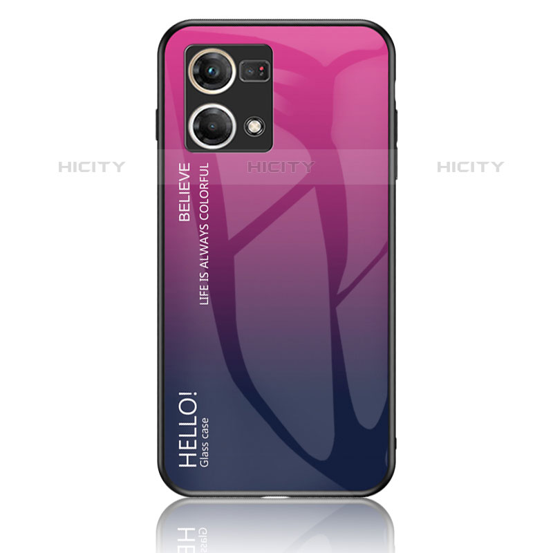 Silikon Schutzhülle Rahmen Tasche Hülle Spiegel Farbverlauf Regenbogen LS1 für Oppo F21s Pro 4G Pink