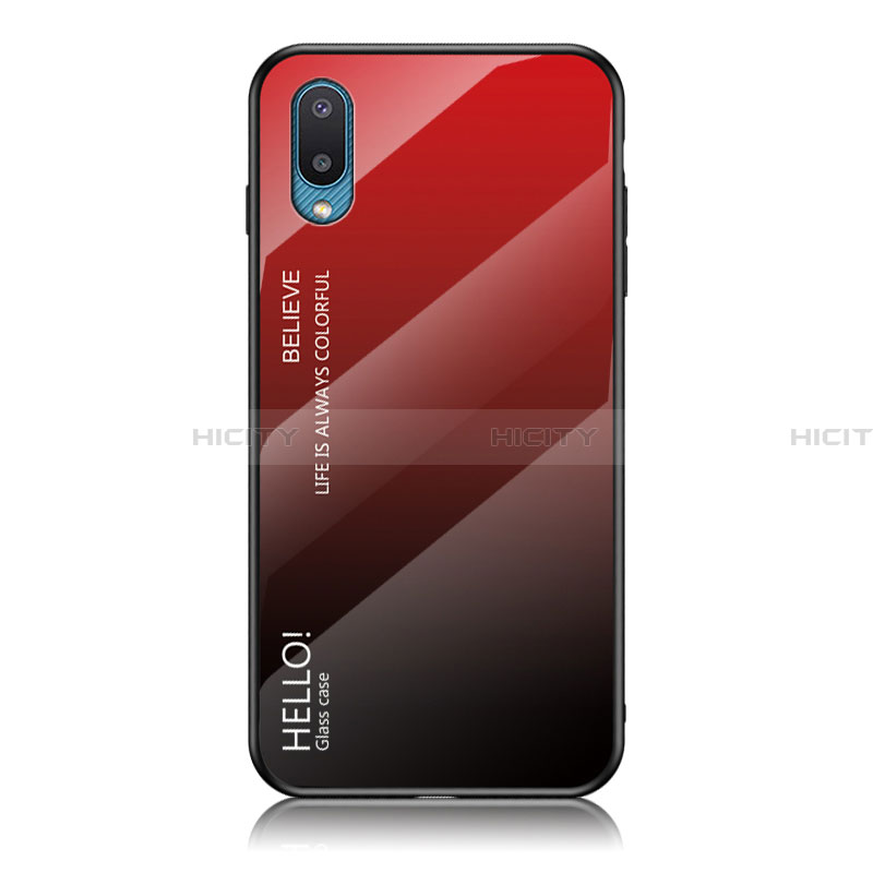 Silikon Schutzhülle Rahmen Tasche Hülle Spiegel Farbverlauf Regenbogen LS1 für Samsung Galaxy A02 Rot Plus