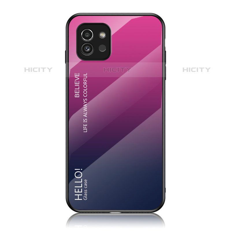 Silikon Schutzhülle Rahmen Tasche Hülle Spiegel Farbverlauf Regenbogen LS1 für Samsung Galaxy A03 groß