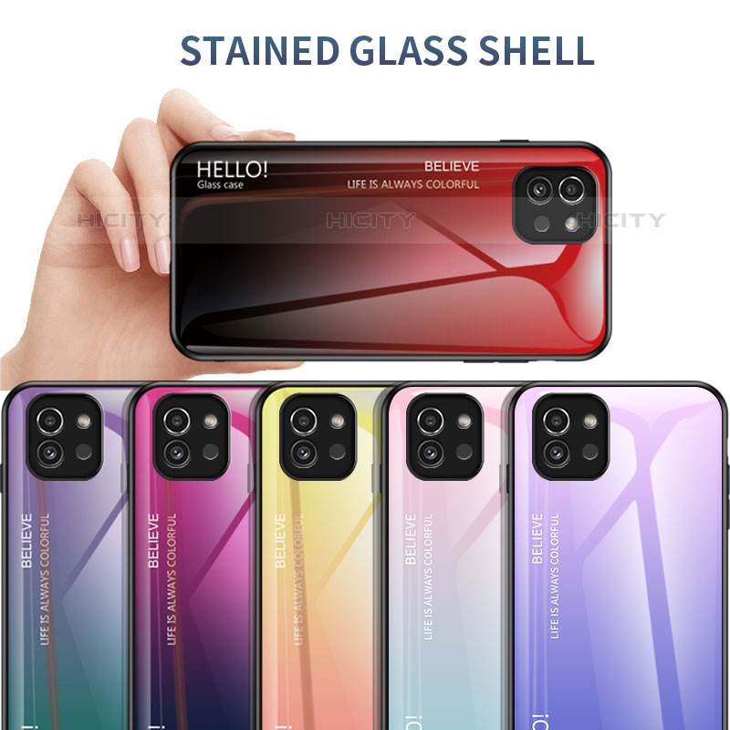 Silikon Schutzhülle Rahmen Tasche Hülle Spiegel Farbverlauf Regenbogen LS1 für Samsung Galaxy A03