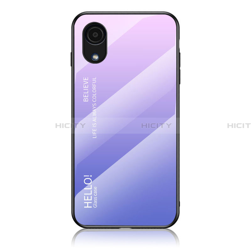 Silikon Schutzhülle Rahmen Tasche Hülle Spiegel Farbverlauf Regenbogen LS1 für Samsung Galaxy A03 Core Helles Lila Plus